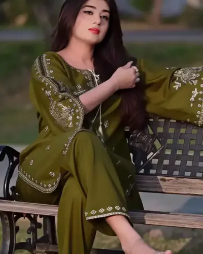 Mehendi Emerald Glow | Premium Muslin Cotton Kurti Set secondary