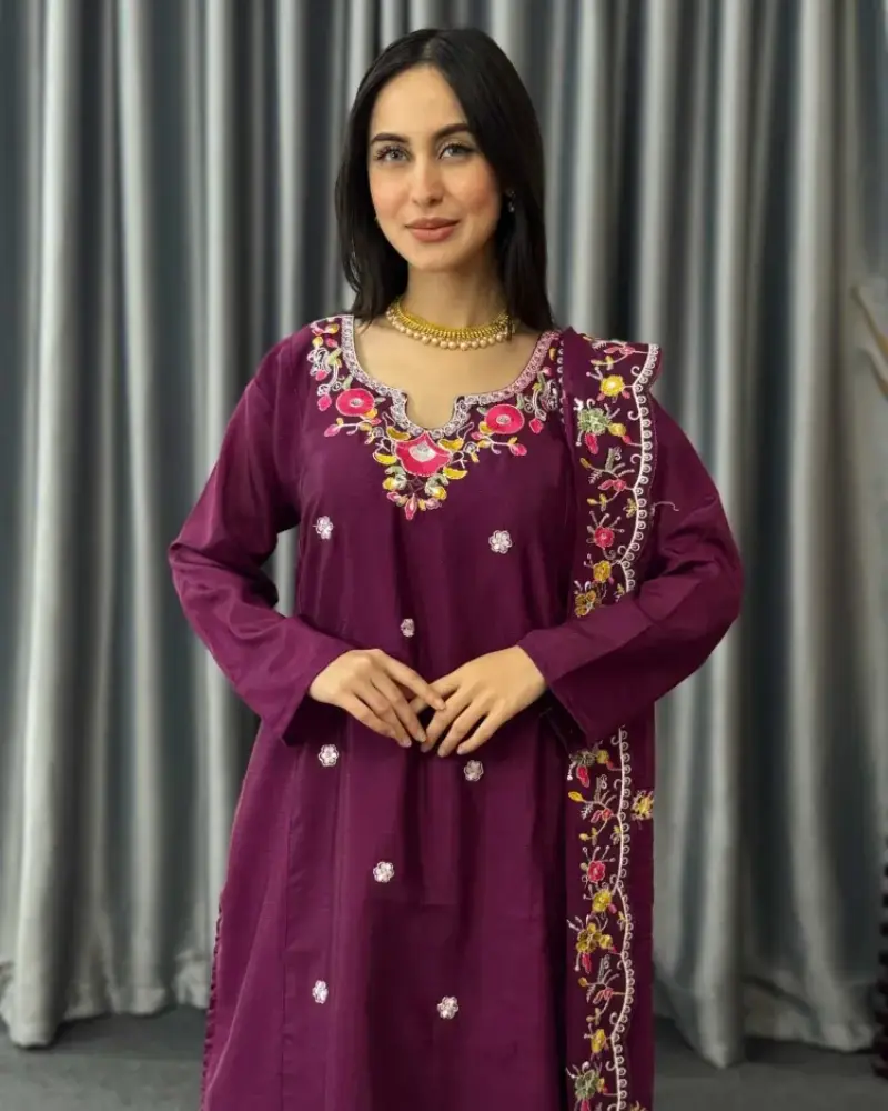 Royal Plum Chinon Silk Set