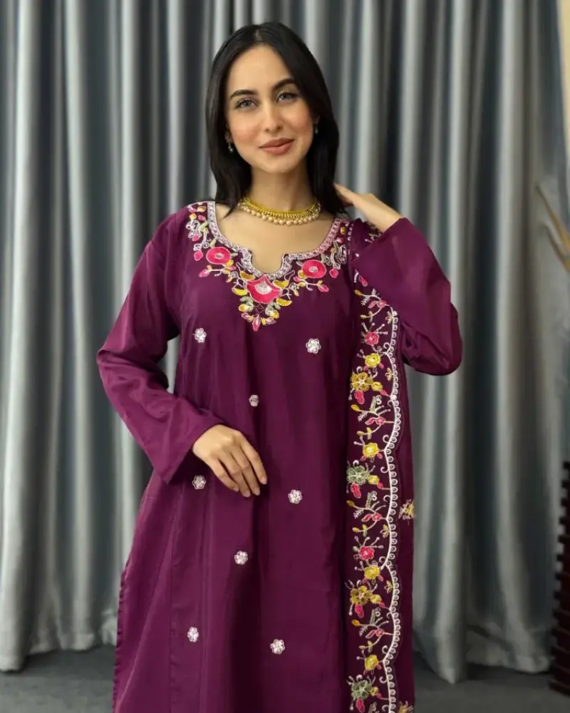 Royal Plum Chinon Silk Set