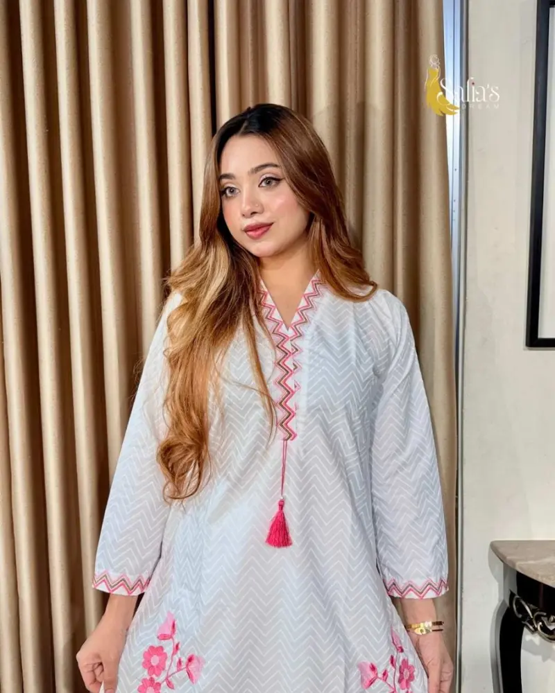 Ivory Blossom Premium Cotton Kurti Set